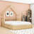 Queen Size House-Shaped Wooden Platform Bed with Storage Drawers and Guardrails-292540036