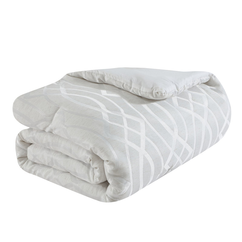 King Size Gray Jacquard Comforter Set with Decorative Pillows