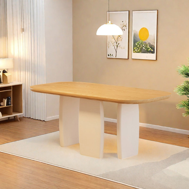 Table de salle à manger en frêne blanc - robuste et élégante, H 29,5 po x L 86,6 po x l 35,4 po