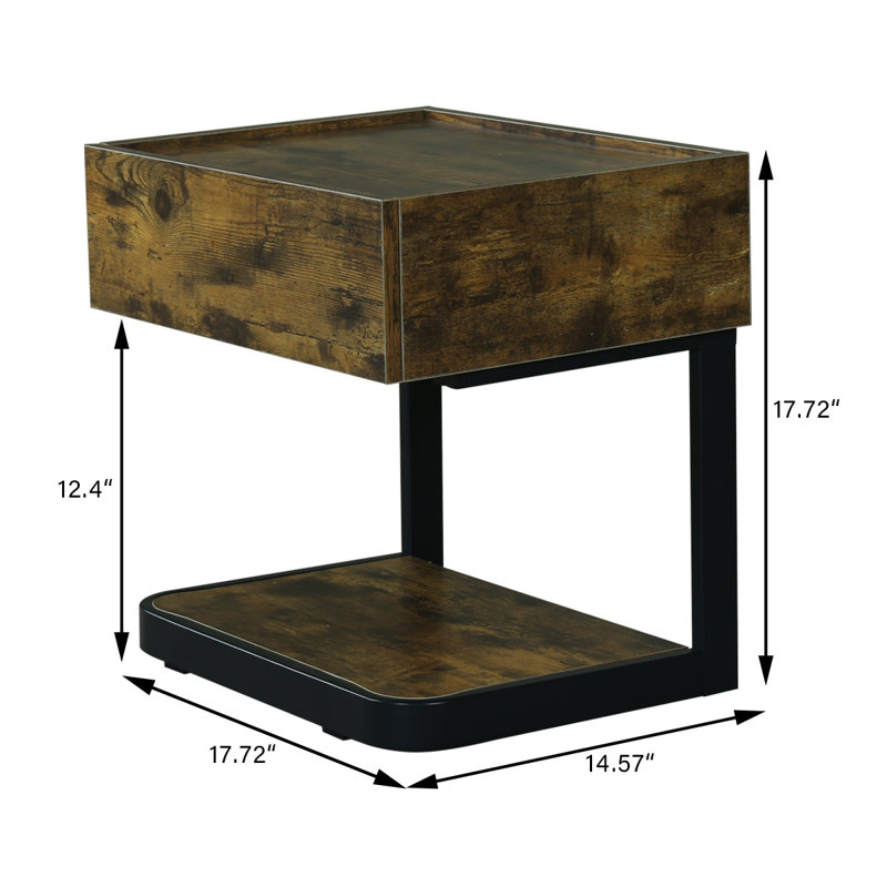 Table de chevet 1 tiroir Charolette, Brun rustique