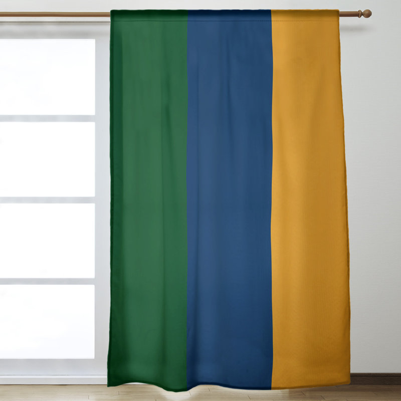 Blackout Curtain Single Panel, Green/Navy/Gold