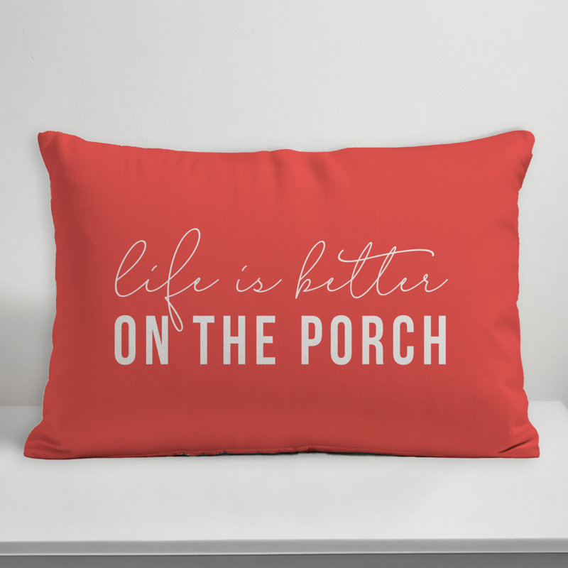  Coussin lombaire intérieur / extérieur Life is Better on the porch, Corail