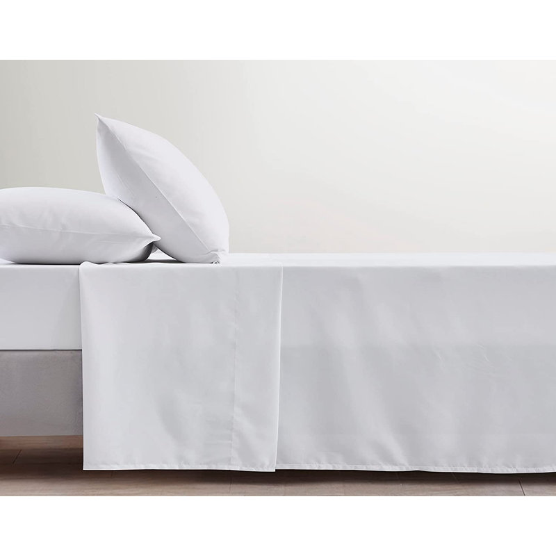 Washed Microfiber Bedding Microfiber Sheet Set, Queen Sheet Set + Fitted Sheet + 2 Pillowcases, White
