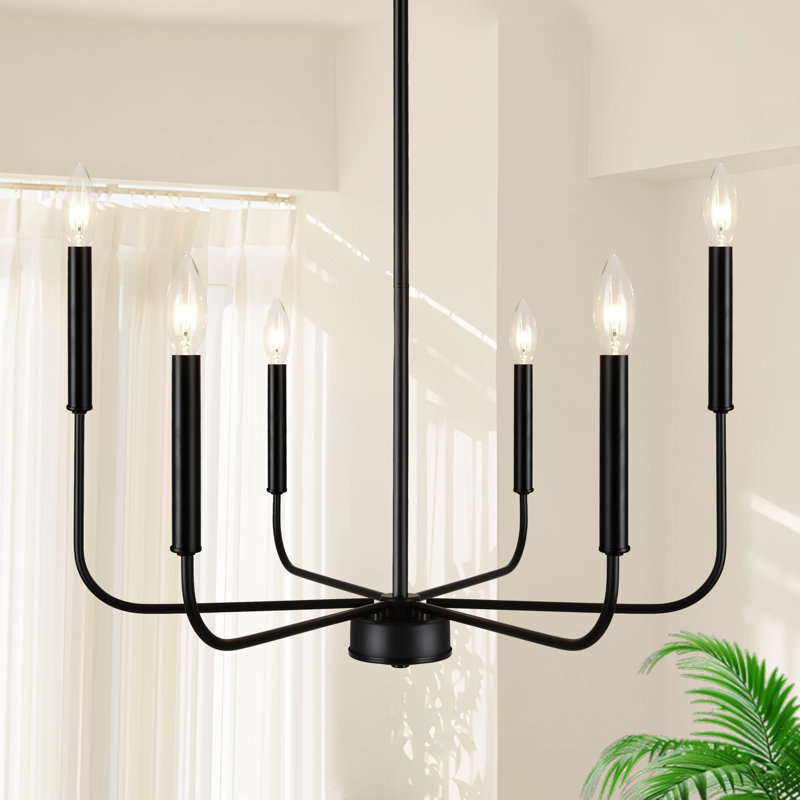 Clerise 6 - Light Candle Style Dimmable Classic / Traditional Chandelier, Black
