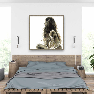 Femme en sépia - Toile encadrée beige pour la décoration intérieure
