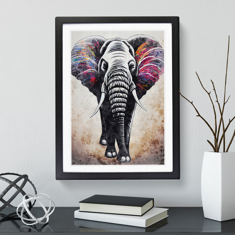 Colours Of An Elephant - Single Picture Frame Print, Black, 34cm H x 25cm W x 2cm D