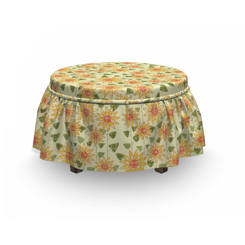 Ensemble de housse pour repose-pieds à coussins carrés 2 pièces en patchwork tournesol