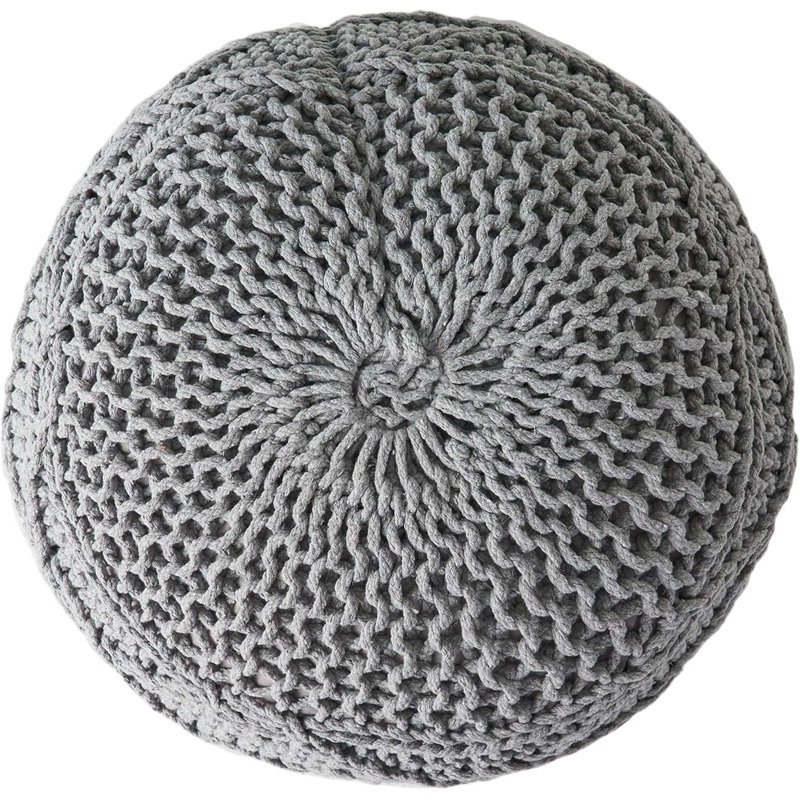 Pouf rond en laine 20 x 20, Gris