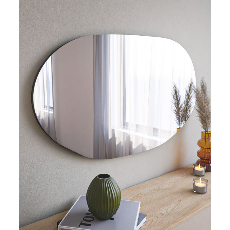 Modern Dresser Mirror, Black Finish, 20.5 x 35.0 x 0.9 inches | 100% MDF Material, Ecological Flotal-E Mirror | Wall-Mountable Design, Ideal for Contemporary Bedrooms & Living Spaces, Stylish & Functional