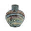Vase décoratif bleu et brun 9,4 x 9,4 x 11 po