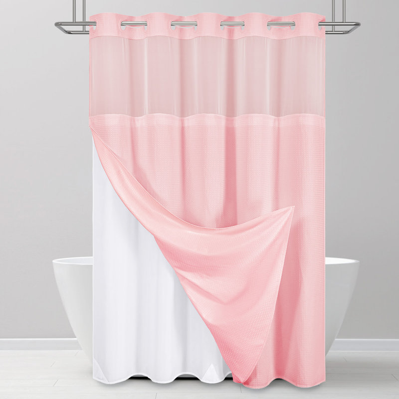 Rideau de douche Waffle, H 75 po x l 72 po, Rose