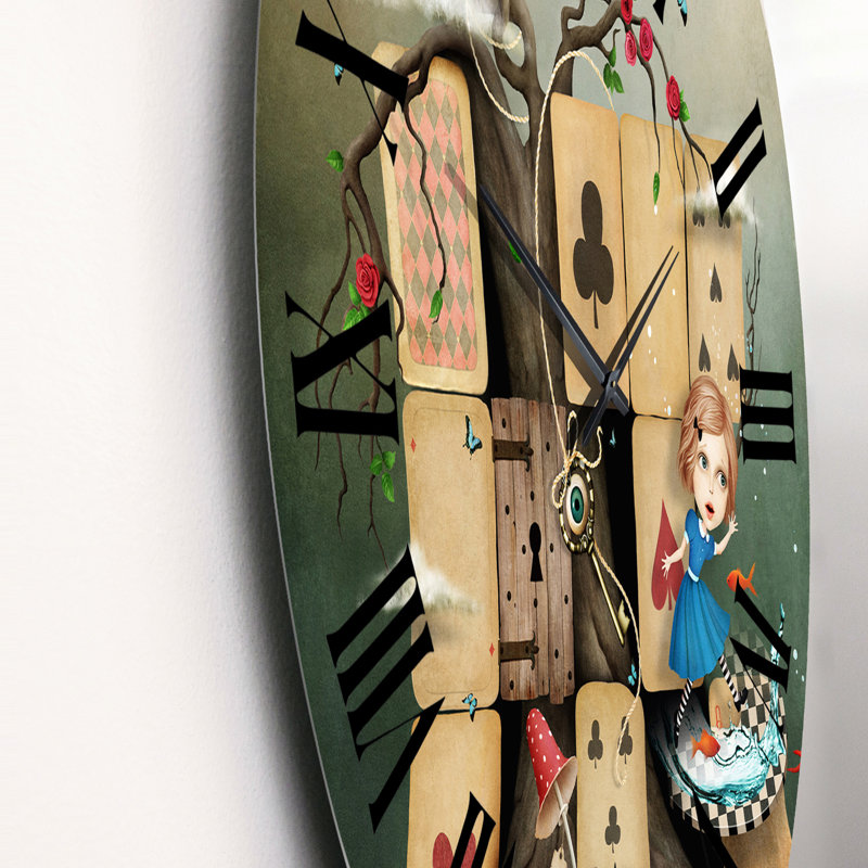 Alice au pays des merveilles Cardhouse - Horloge murale pour enfants, Grand