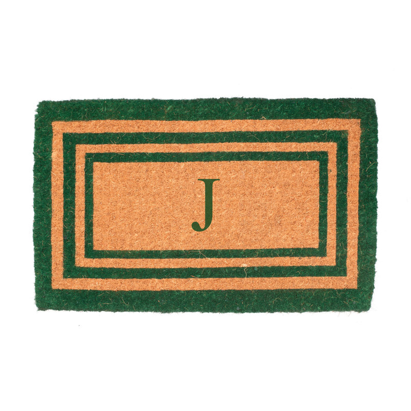 Tapis de porte d’extérieur en forme de fait main rectangulaire Stansfield, Rectangle 2 pi 6 po x 4 pi, J