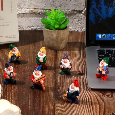 Paquet de 7 ornements de jardinage gnomes nains, décorations du père Noël, artisanat en PVC, fleurs, nains