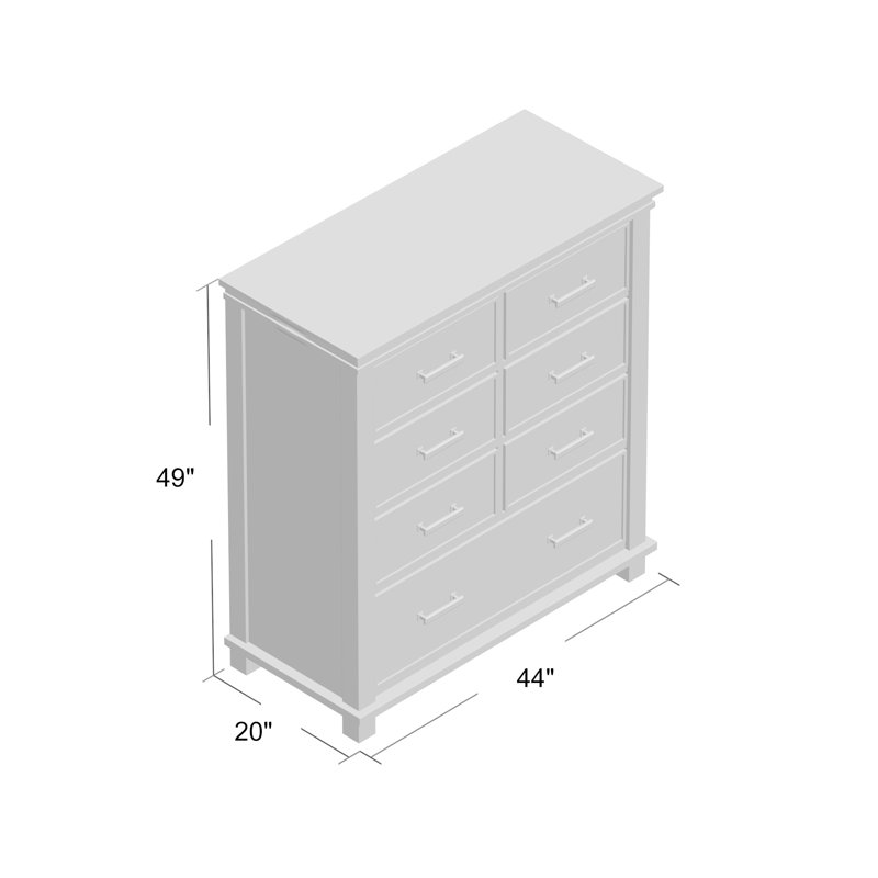Commode 7 tiroirs Remy, Bleu gris
