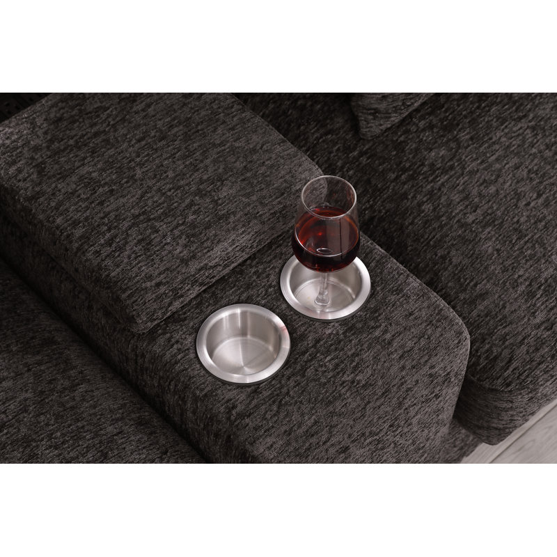 Canapé et chaise rembourrés Nyeisha, Chenille brun gris