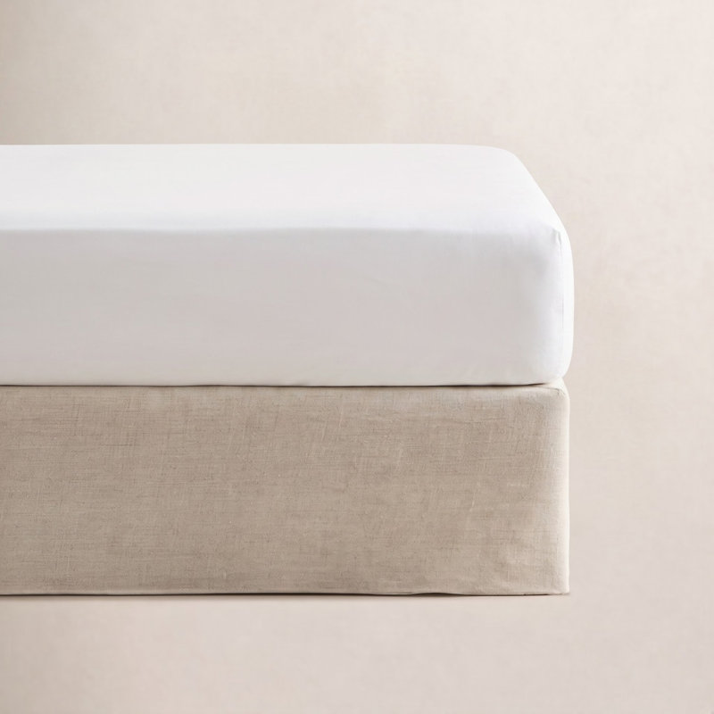 Stone Washed Linen Bed Skirt, Natural, Twin