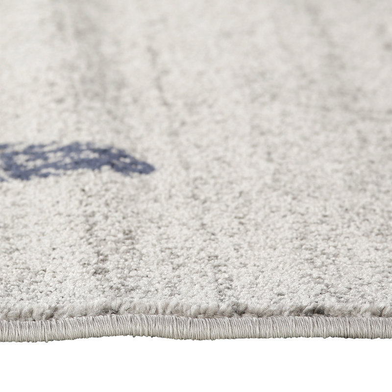 Tapis à imprimé animal Thomas pour le salon, la chambre et la cuisine, gris / bleu, Rectangle 3 pi x 5 pi