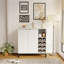 Armoire décorative 2 portes, armoire de rangement pour la cuisine, armoire de hall d'entrée, support à vin avec porte-gobelet-108924302