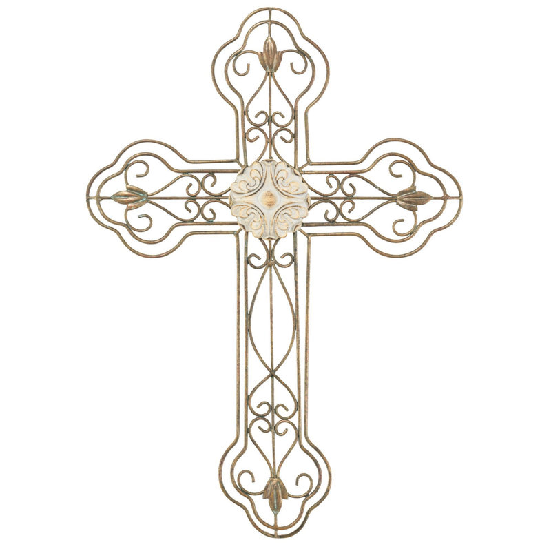 Metal Wall Cross Patina Finish 20.25in