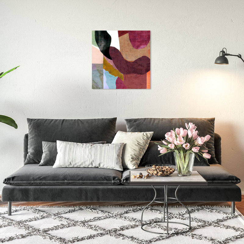 Abstrait, art mural moderne sur toile rouge Soma, H 20 po x l 20 po x P 0,8 po