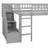 Stairway Twin Size Loft Bed With Two Drawers And Slide-118098467