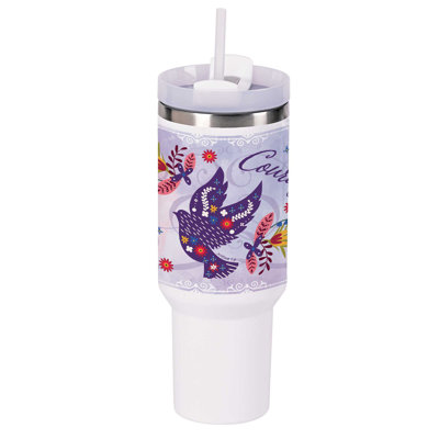 Tumbler Floral Bird Courageous 40 Oz