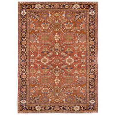Mahal One-of-a-Kind 9'2" X 12'9" 1910s Wool Area Rug in Navy