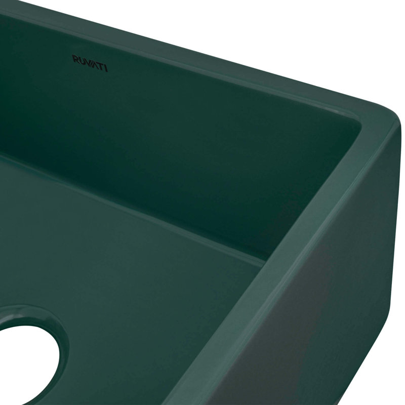 Évier de cuisine en argile réfractaire simple 23 po Ruvati, Vert émeraude