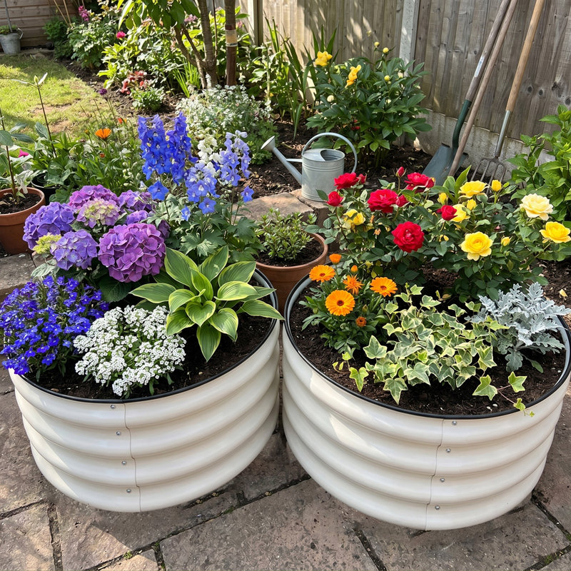 Potager surélevé modulaire en métal de 30 cm de haut (lot de 3), jardinière extérieure galvanisée de 60 x 60 cm pour légumes et fleurs