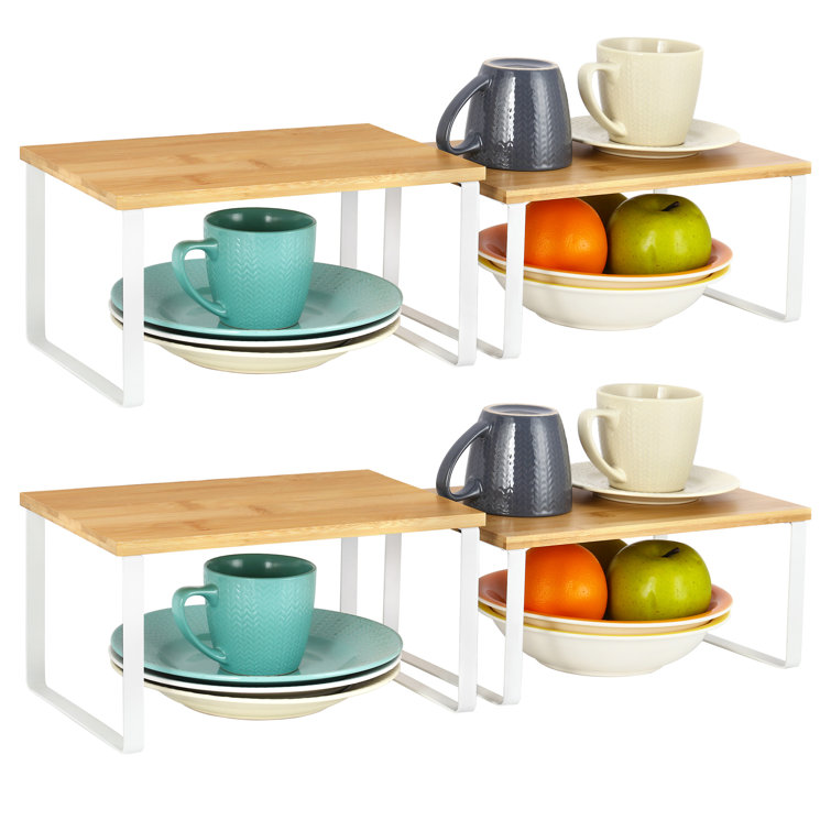 NEX Bamboo Kitchen Cabinet and Counter Shelf Organizer Stackable