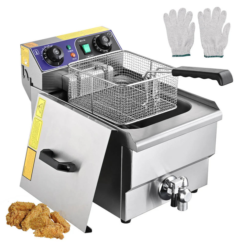Friteuse électrique avec drain de 10 L en acier inoxydable Yescom