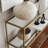 Modern Glam Dresser with Tempered Glass Top, Gold Finish, 39.4 x 33.5 x 11.8 inches | 100% Metal Frame, 4 mm Glass Thickness | Features Numerous Shelves, Wall-Mountable, Stylish & Functional Storage Solution-1250403701