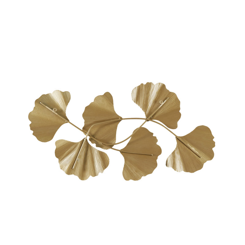 Gold Foil Metal Ginkgo Leaf Wall Sculpture