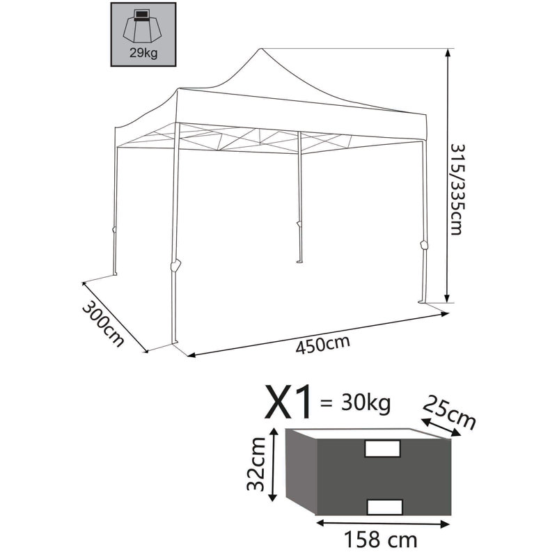 Aubryelle 3m x 4.5m Aluminium Pop-Up Gazebo