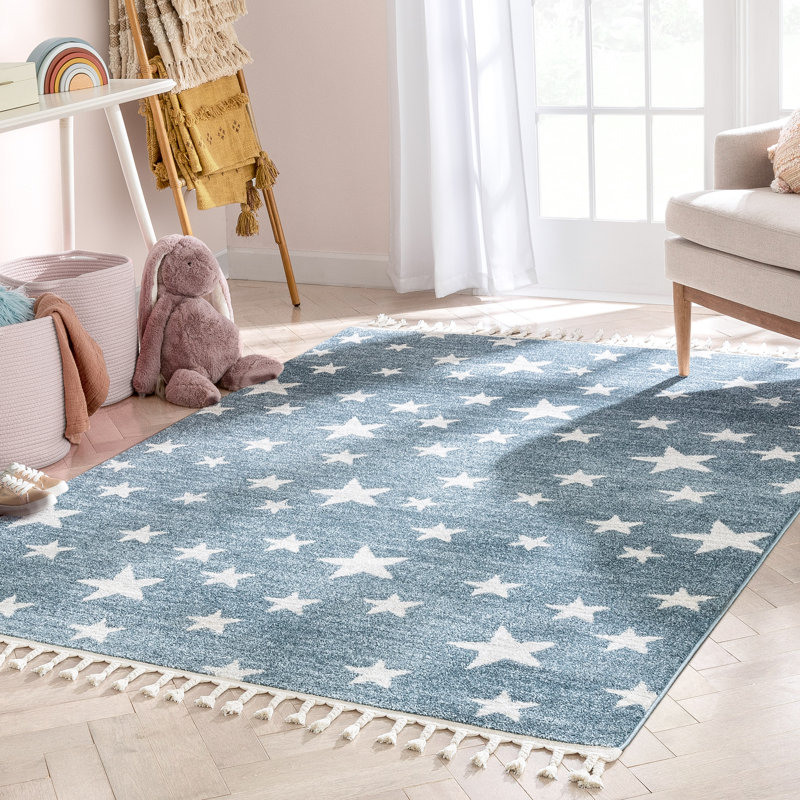 Kennedy Stars Blue Children's Rug, Rectangle 120 x 160cm