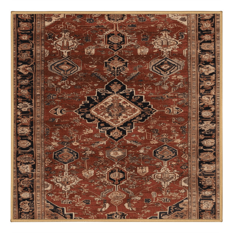 Tapis brun lavable à la machine, Carré 7 pi