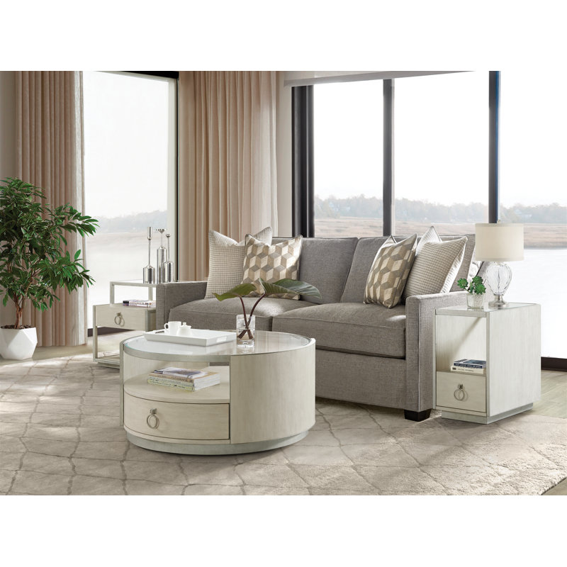 Ayea Glass Top End Table with Storage
