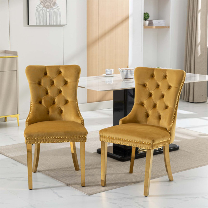 Ensemble de 2 chaises de salle à manger Nikki, Doré, Doré