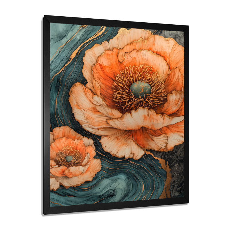 Atlanta - impressions sur toile florales, H 32 po x l 24 po, Reproduction encadrée d'une seule photo, Noir, noir, noir, noir