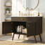 Meuble-lavabo de luxe brun foncé 36 po avec lavabo en céramique de qualité supérieure et armoire de rangement à fermeture en douceur | Idée de cadeau