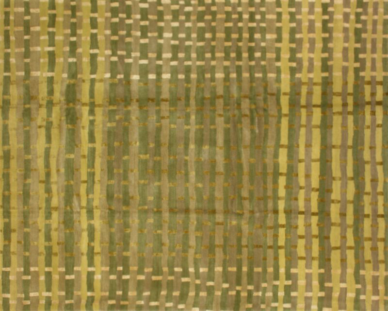 Rag Striped Area Rug in Beige/Green/Gray, Rectangle 3' x 5'