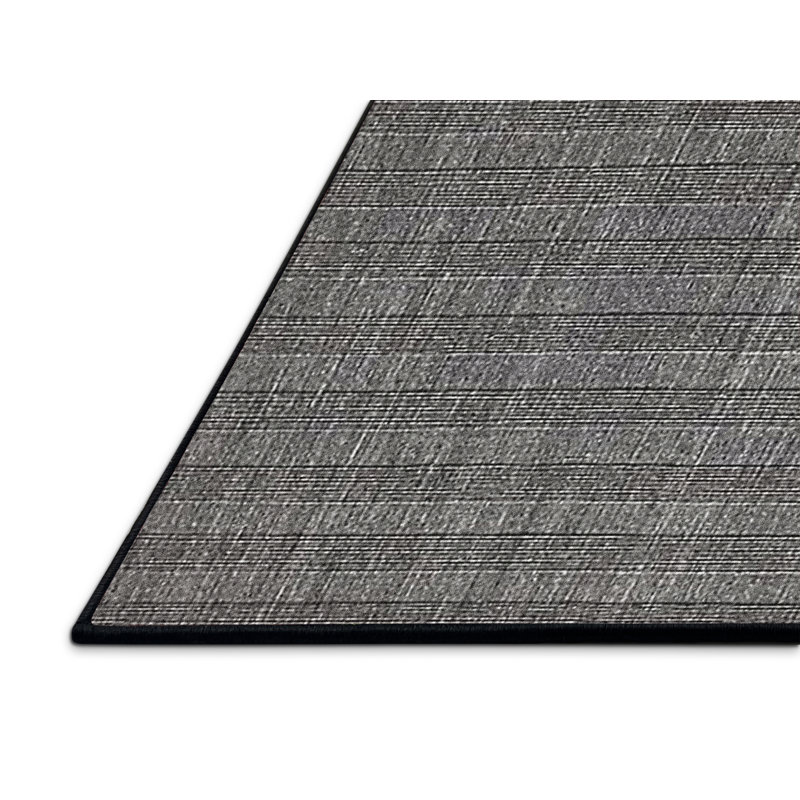 Tapis rayé gris foncé Krahn, Rectangle 7 pi x 10 pi