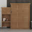 Lit escamotable avec plusieurs tablettes de rangement et décoration à persiennes-1195340013