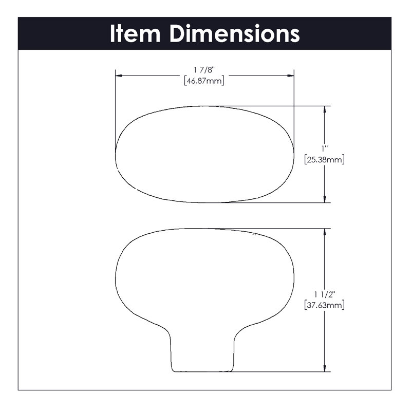 Carbonite 1 7/8" Length Oval Knob Multipack