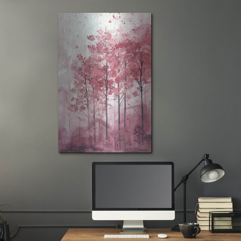 Art mural luxueux «Pink Trees» par Momart, H 36 po x l 24 po