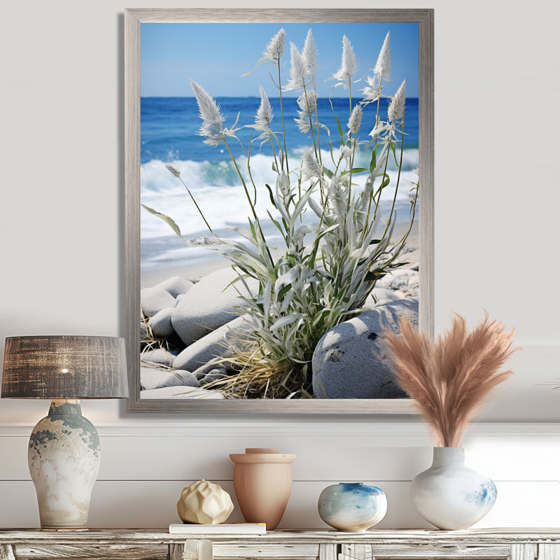 «Beach Seaside Flora II», reproduction sur toile, H 20 po x l 12 po x P 1 po, Cadre flottant en érable