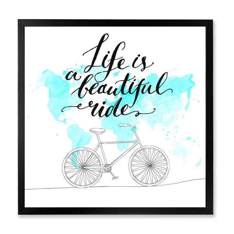 Life Is a Beautiful Ride - Art textuel sur toile, H 36 po x l 36 po x 1,5 po, Toile avec cadre noir