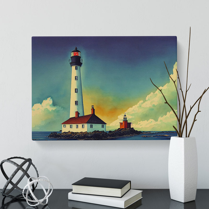Lighthouse Watercolour Vol.2 - Wrapped Canvas, 35cm H x 50cm W x 3cm D