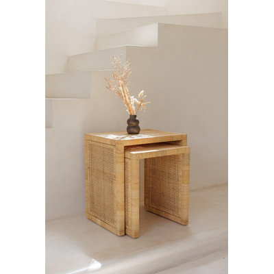Ensemble de 2 tables gigognes Natural Rattan